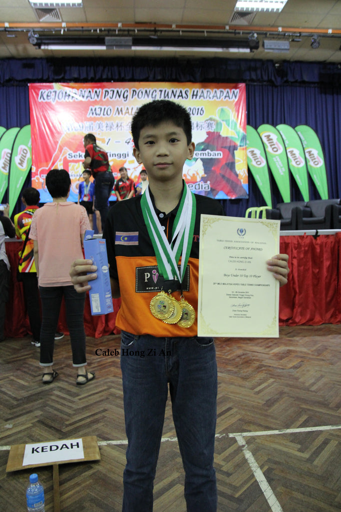 Caleb Hong Zi An - 3 Gold Medals Under 10 Team, Singles, Doubles